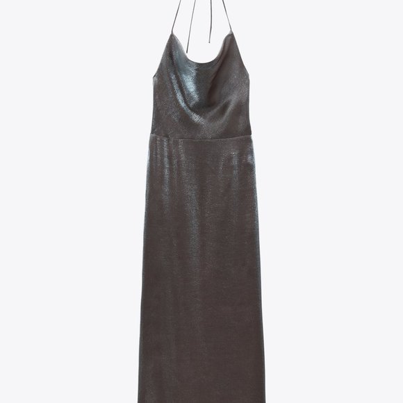 NWT Zara Silver Back Lace Slip Dress - Picture 3 of 7